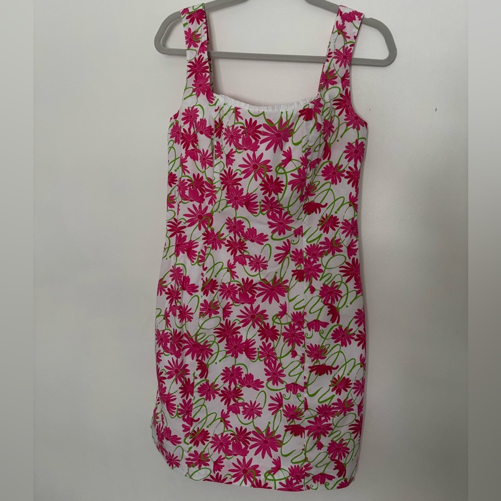 Lilly Pulitzer Pink and Green Floral Dress Size 6